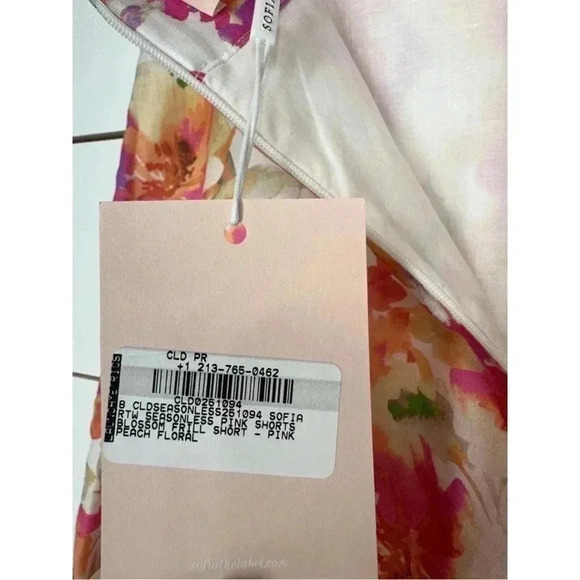 NWT • Sophia The Label • Size 8 (L) • BLOSSOM FRILL SHORTS - Pink Peach Floral - Picture 8 of 16